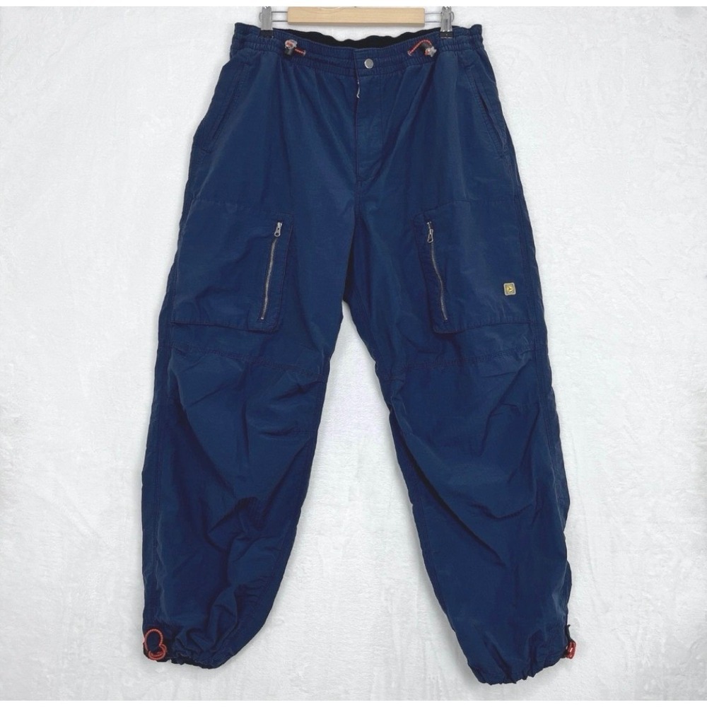 Vintage Old Navy Baggy Cargo Pants Mens Large Blue Y2K Parachute Utility Bungee